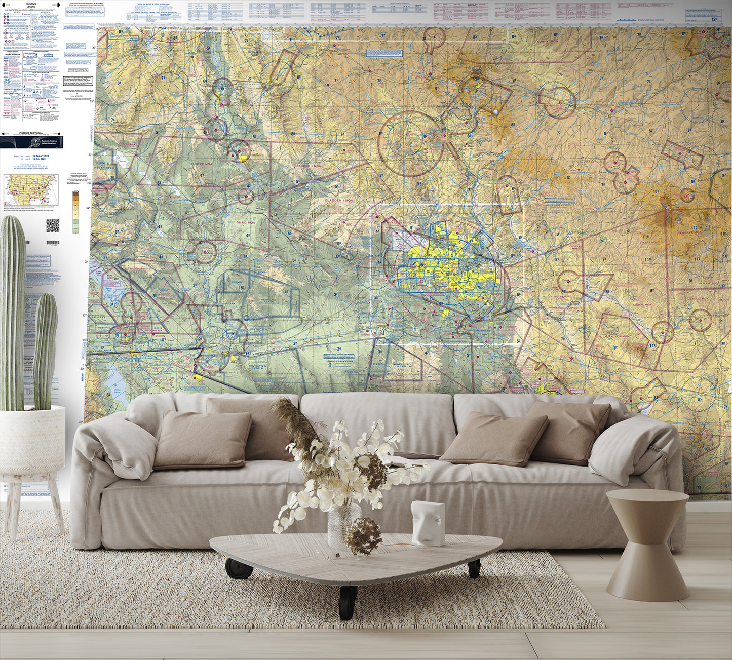 Aeronautical Chart Phoenix With Complete Legend Wall Mural