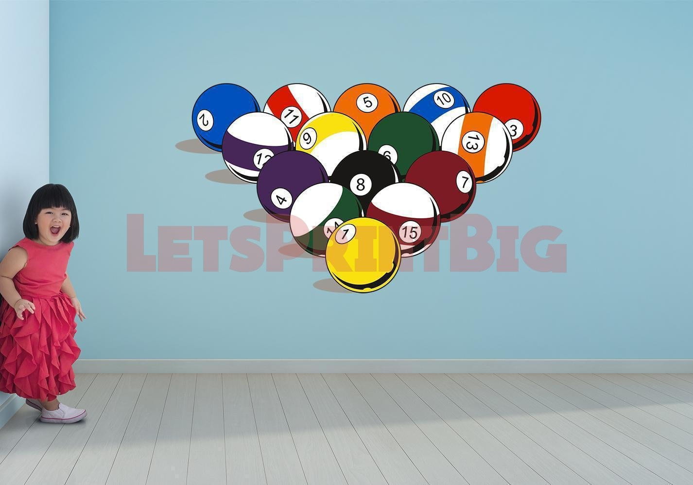POOL BALLS WALL DECAL REMOVABLE REPOSITIONABLE FATHEAD STYLE - Let's Print Big