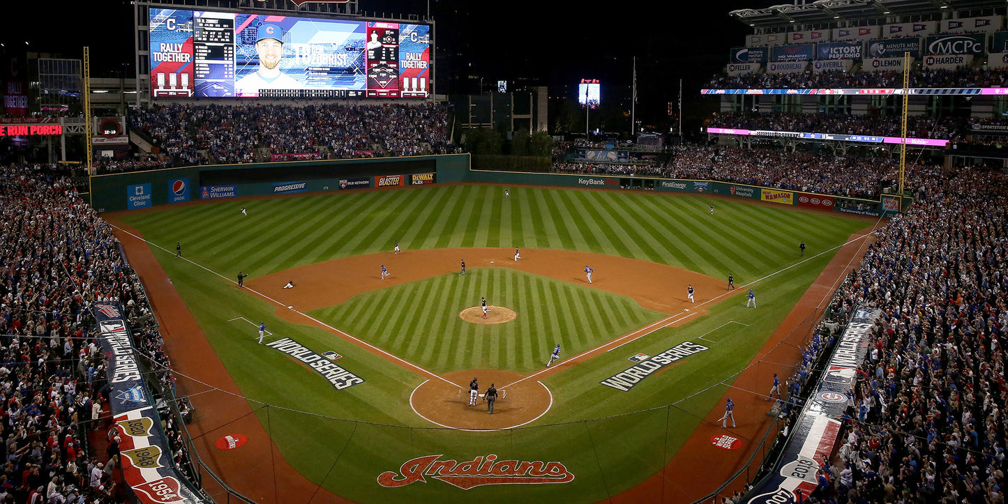 Progressive Field at Night Baseball Diamond Field Custom Designed Wallpaper
