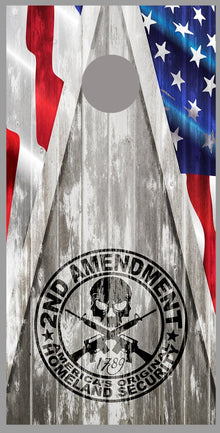 Flag 2nd Amendment Wood Design Cornhole Graphics Decal Wraps single