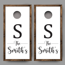 Custom Family Name with Wood Border Cornhole Board Decal Wraps