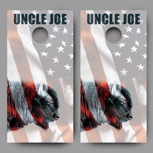 Sideview Buffalo with American Flag Customized With Your Name Cornhole Wrap