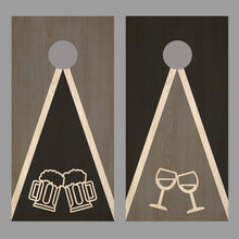 Beer and Wine Wood Grain Combo Corn hole Board Decal Wraps
