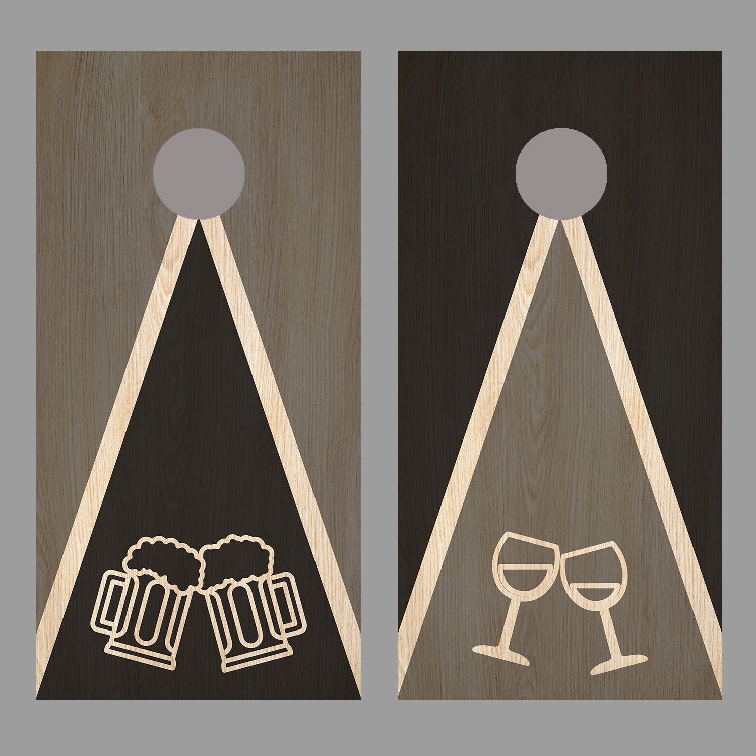 Beer and Wine Wood Grain Combo Corn hole Board Decal Wraps