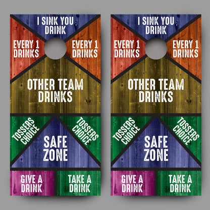 Wood Design Drinking Cornhole Wraps Game Cornhole Decal set