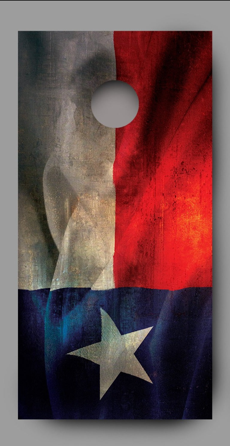 Distressed Texas Flag Corn hole Decal Wrap