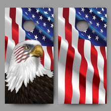 Bald Eagle American Flag Combo B Cornhole Decal Wraps
