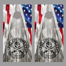 Flag 2nd Amendment Wood Design Cornhole Graphics Decal Wraps set