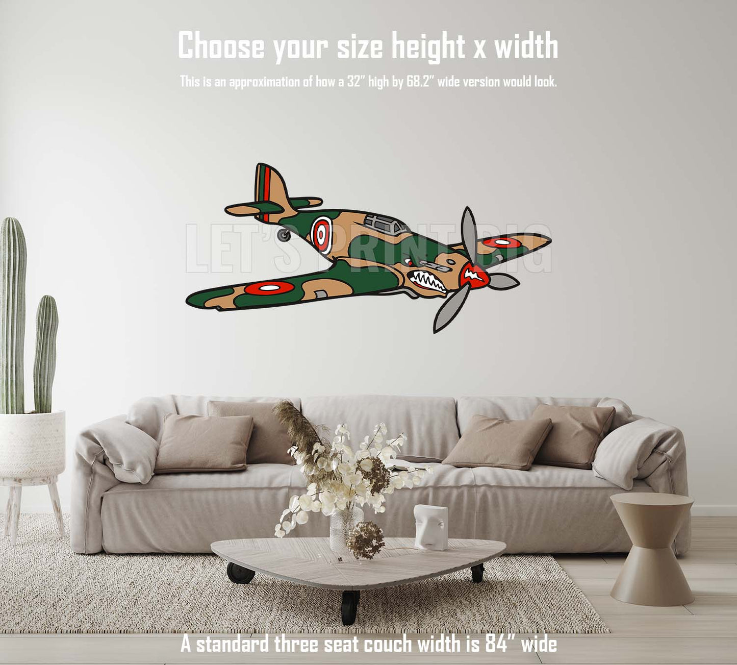 Propeller Airplane Fighter Wall Art Decal Sticker