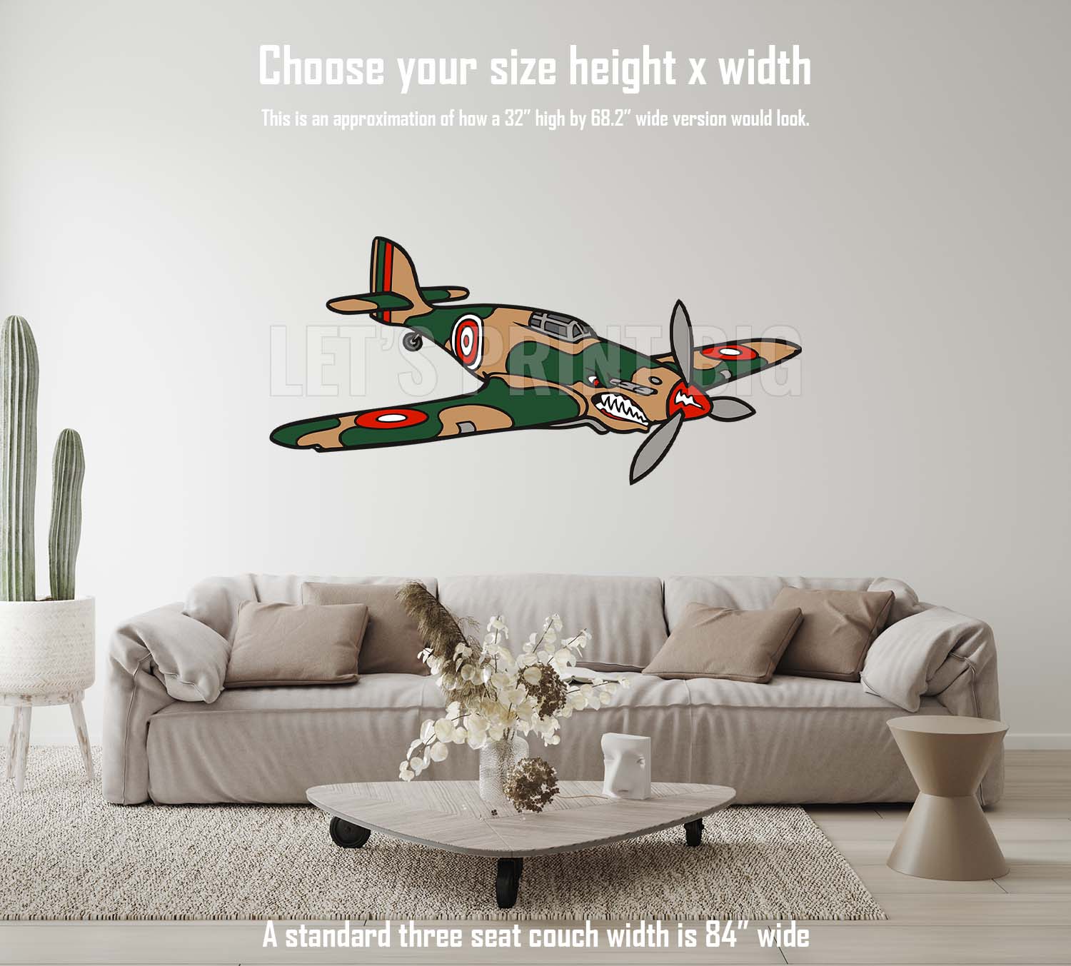 Propeller Airplane Fighter Wall Art Decal Sticker