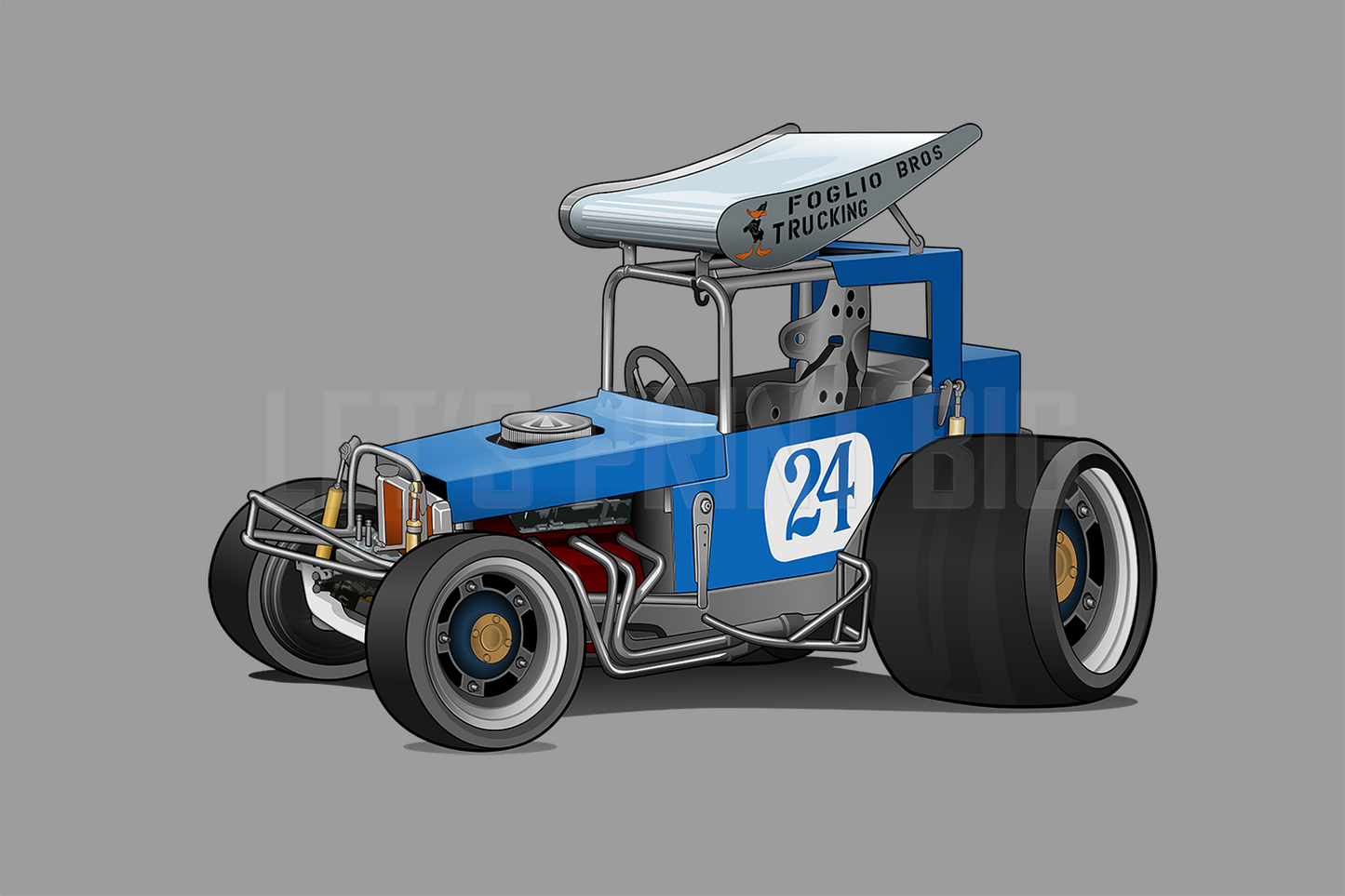 Blue Race Car Super Modified Car Art Wall Decal