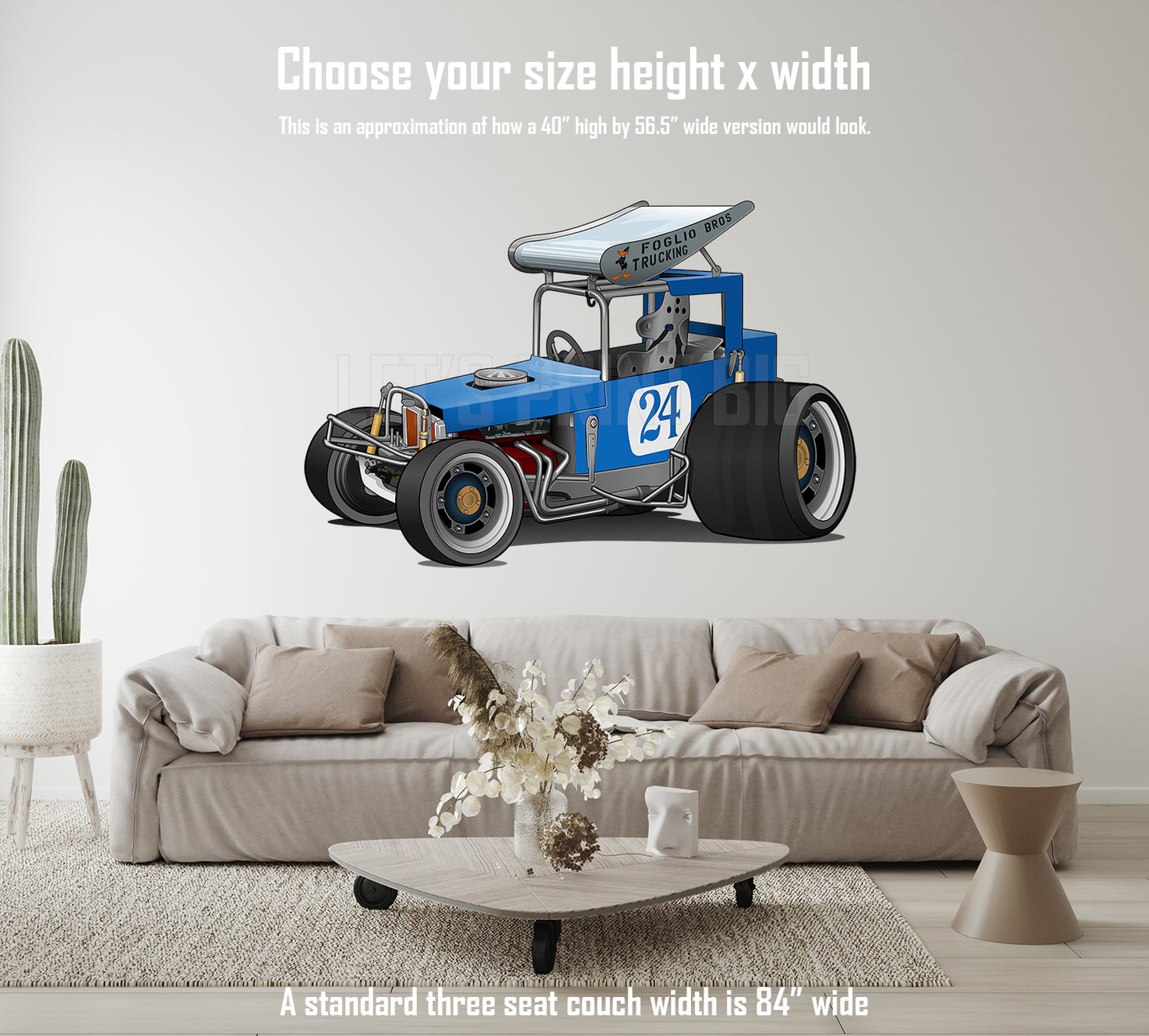 Blue Race Car Super Modified Car Art Wall Decal