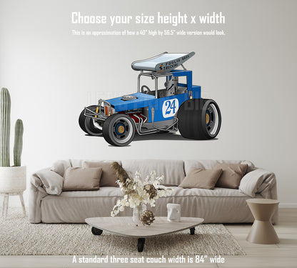 Blue Race Car Super Modified Car Art Wall Decal