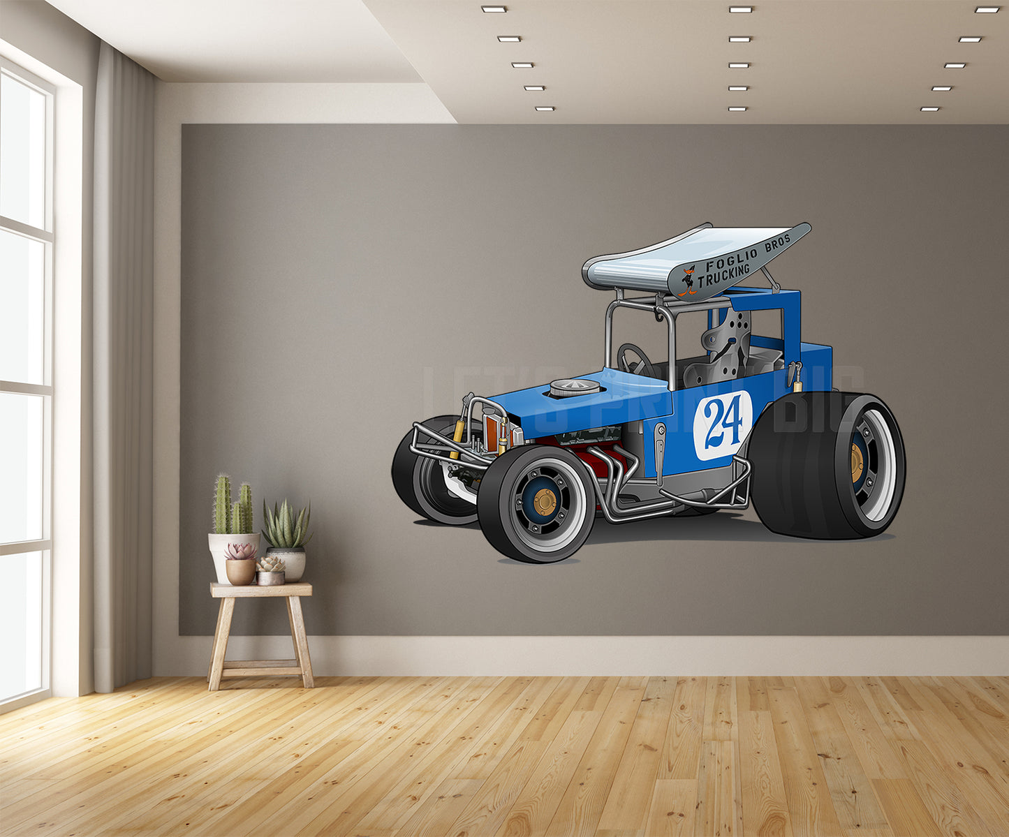 Blue Race Car Super Modified Car Art Wall Decal