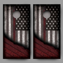 Distressed American Flag with Red Line Corn Hole Wrap