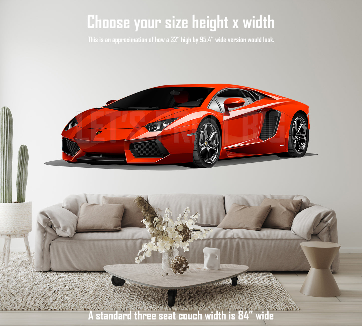 Car On Wall Art Lamborghini 4 Color Choices Decal Removable
