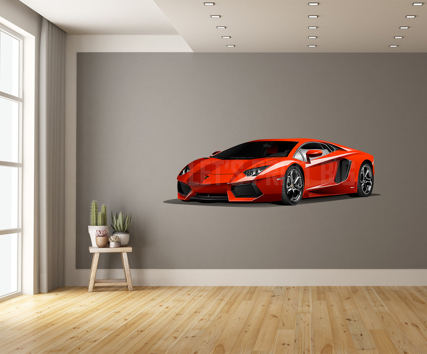 Car On Wall Art Lamborghini 4 Color Choices Decal Removable