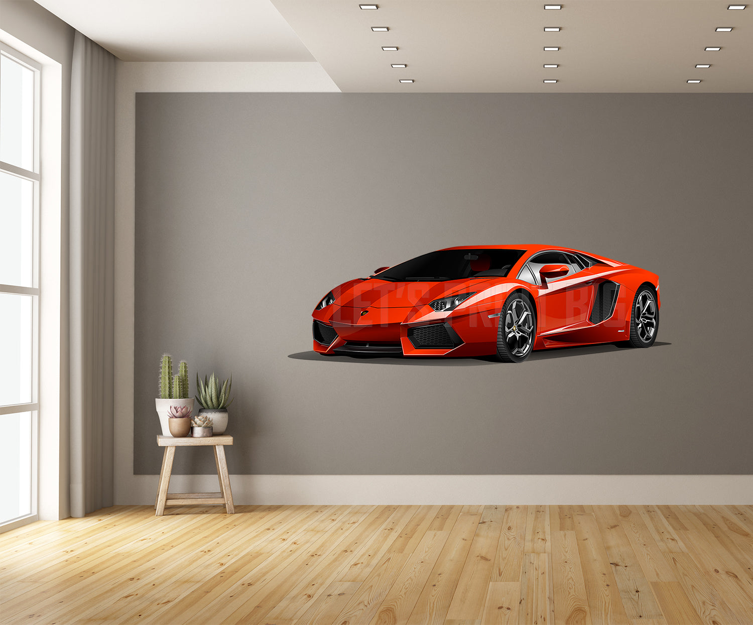 Car On Wall Art Lamborghini 4 Color Choices Decal Removable