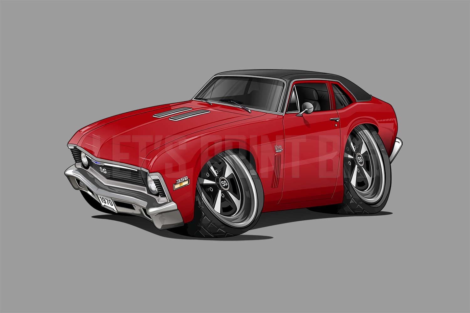 1970 Nova SS Hot Rod Car Art Wall Decal