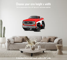 Car Art Red White Square Body 4x4 pickup truck Hot Rod Cartoon Wall Decal