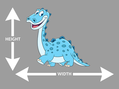 Sauropod Cartoon Dark and Light Blue Wall Art Decal