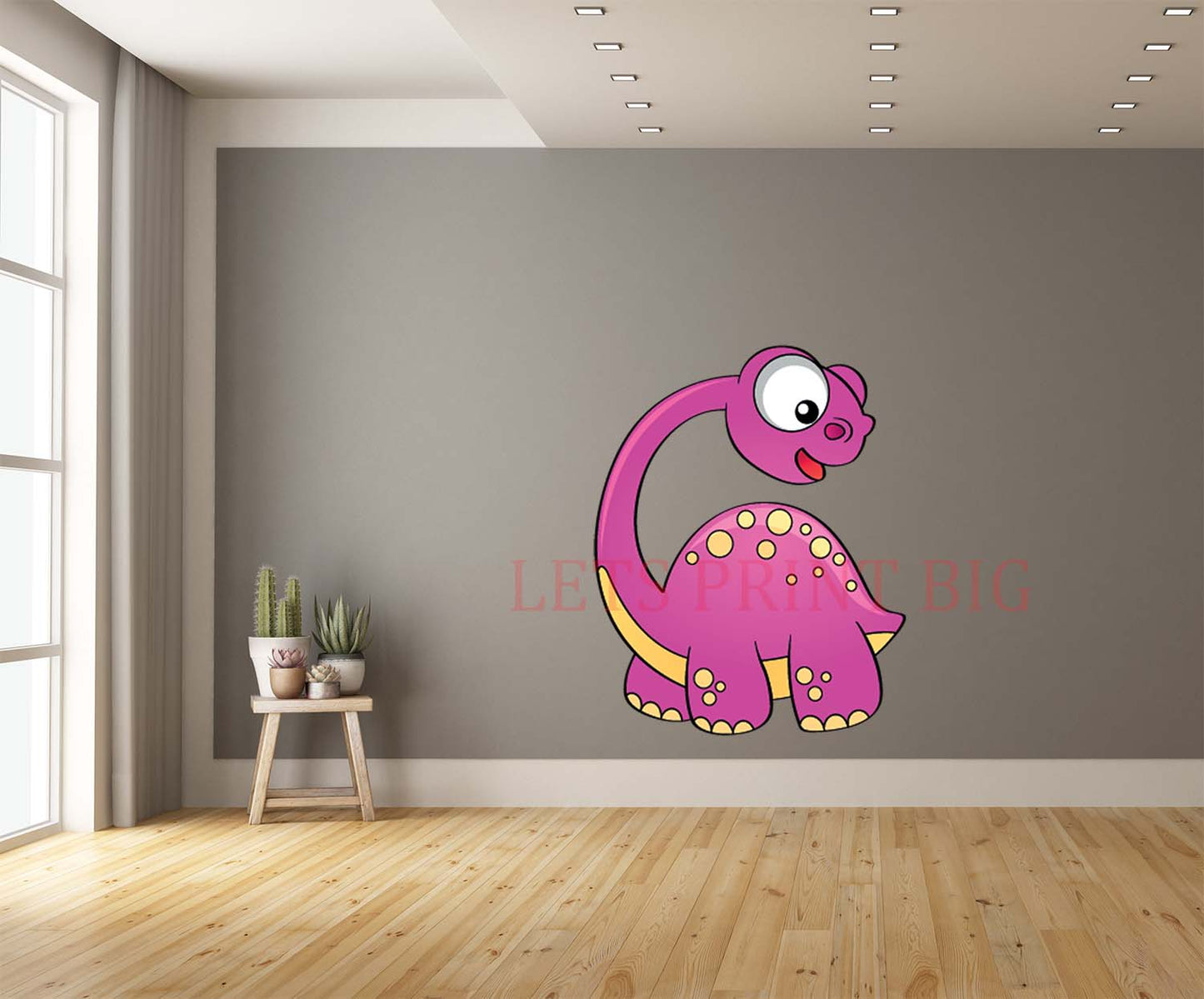 Sauropod Cartoon Pink Wall Art Decal