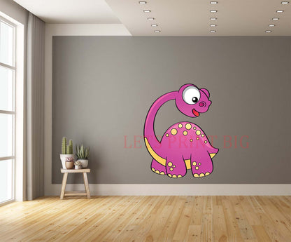 Sauropod Cartoon Pink Wall Art Decal