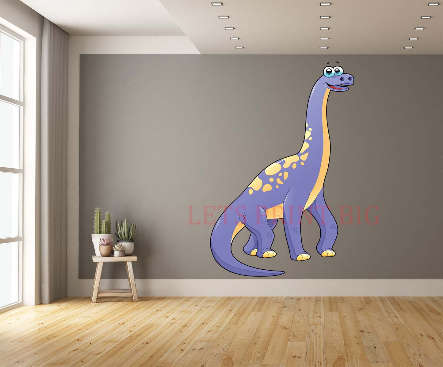 Sauropod Cartoon Purple Wall Art Decal