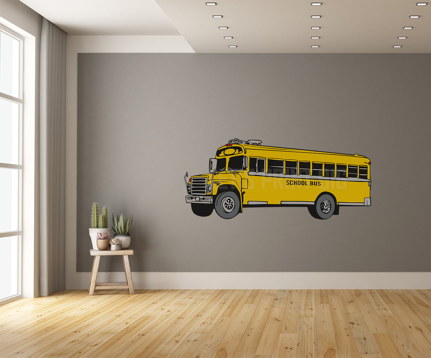 Car Art Yellow School Bus Wall Art Decal Sticker