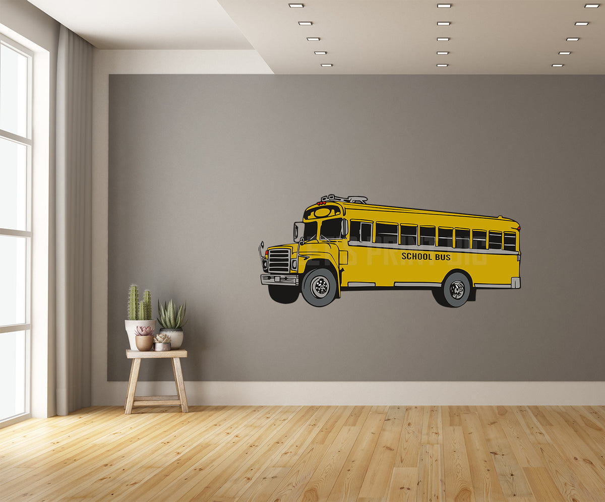 Car Art Yellow School Bus Wall Art Decal Sticker – Let's Print Big