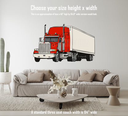 Car on Wall Art Semi Truck Big Rig Decal Tractor Trailer