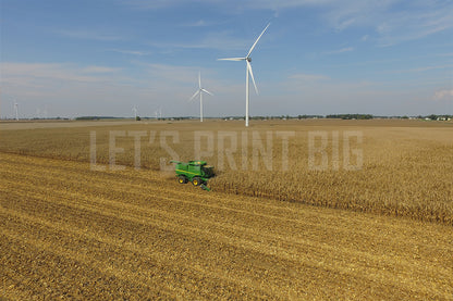 Shelling Corn Combining Harvest Windmill Custom Designed Wallpaper