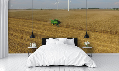 Shelling Corn Combining Harvest Windmill Custom Designed Wallpaper