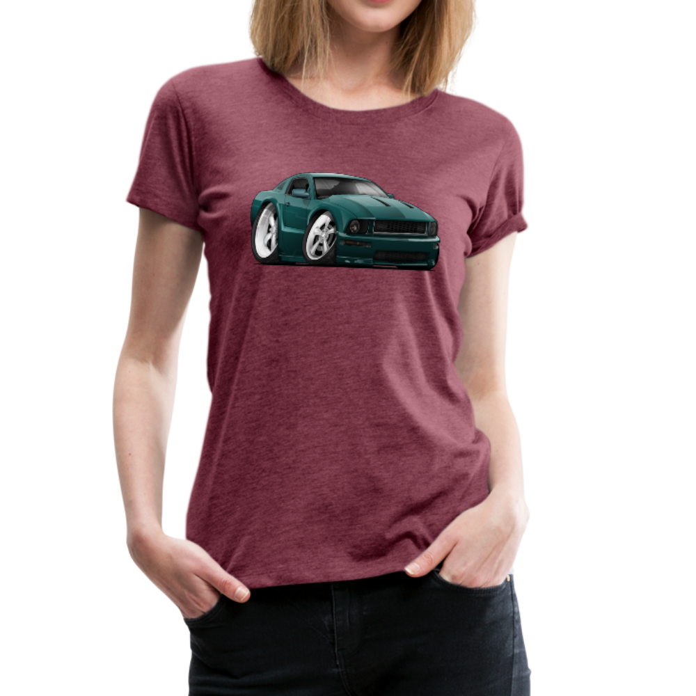 2008 Ford Mustang Car Art Women’s Premium T-Shirt - heather burgundy