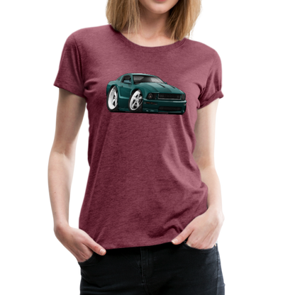 2008 Ford Mustang Car Art Women’s Premium T-Shirt - heather burgundy