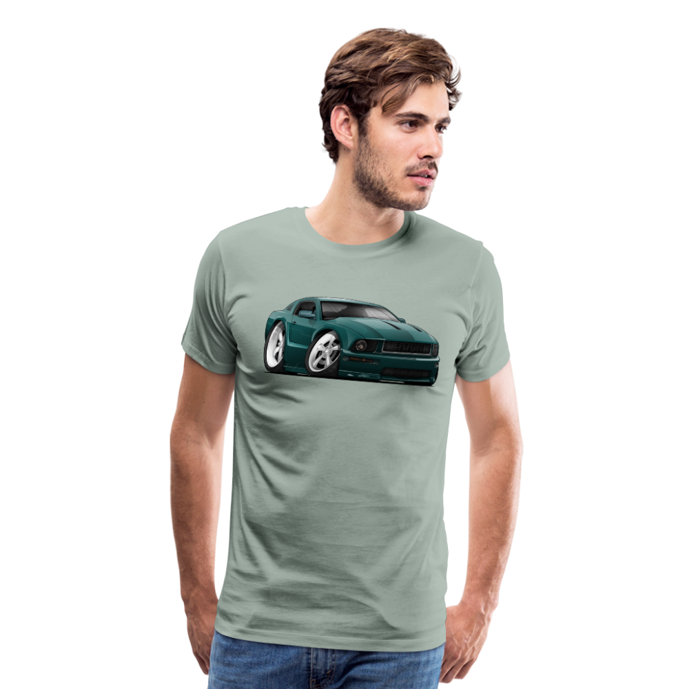 2008 Ford Mustang Car Art Men's Premium T-Shirt - steel green