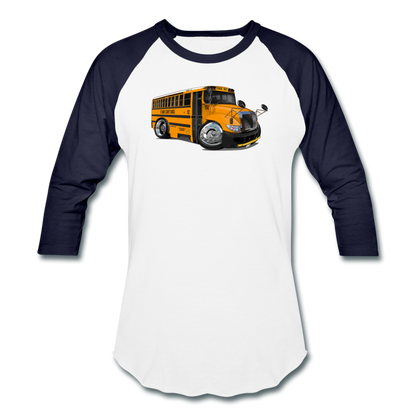 2017 International School Bus Car Art Baseball T-Shirt - white/navy