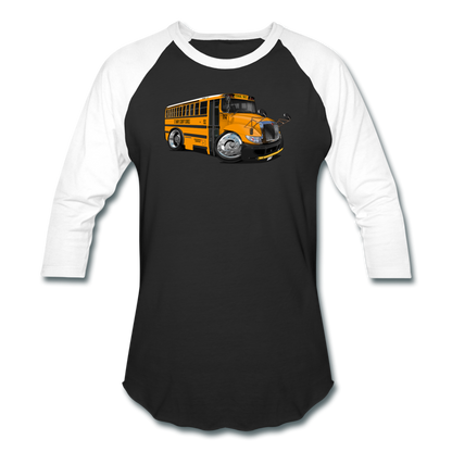 2017 International School Bus Car Art Baseball T-Shirt - black/white