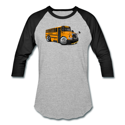 2017 International School Bus Car Art Baseball T-Shirt - heather gray/black