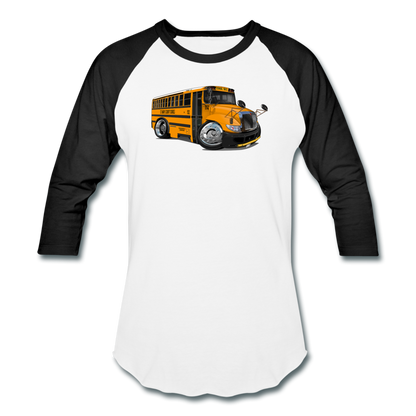 2017 International School Bus Car Art Baseball T-Shirt - white/black