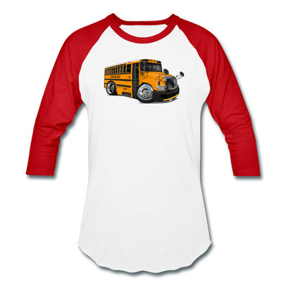 2017 International School Bus Car Art Baseball T-Shirt - white/red