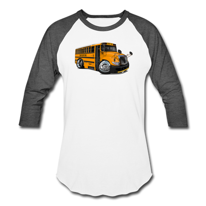 2017 International School Bus Car Art Baseball T-Shirt - white/charcoal