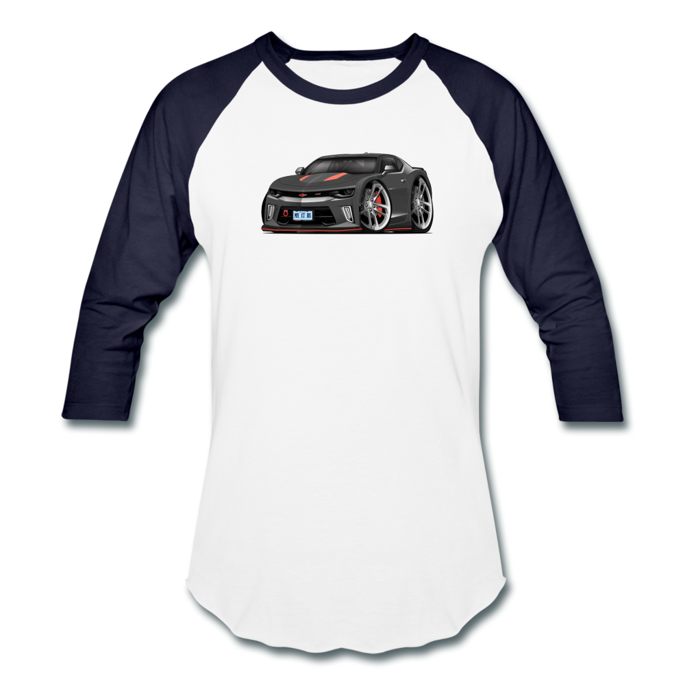 2017 Chevrolet Camaro RS 50th Anniversary Edition Car Art Baseball T-Shirt - white/navy