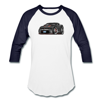 2017 Chevrolet Camaro RS 50th Anniversary Edition Car Art Baseball T-Shirt - white/navy