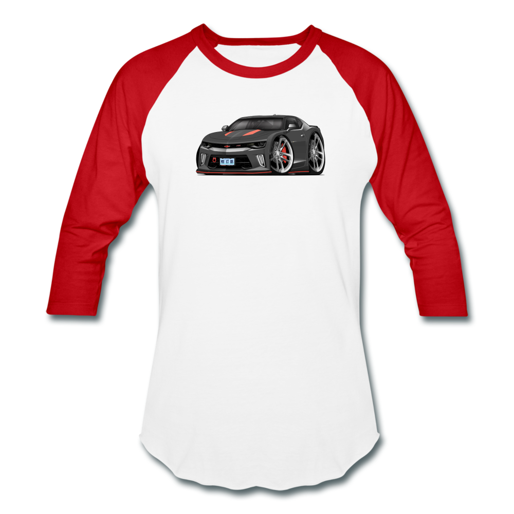 2017 Chevrolet Camaro RS 50th Anniversary Edition Car Art Baseball T-Shirt - white/red