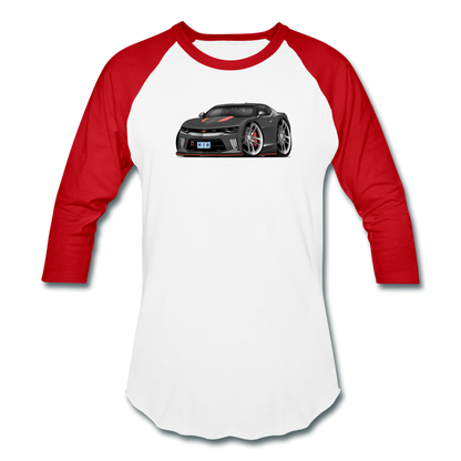 2017 Chevrolet Camaro RS 50th Anniversary Edition Car Art Baseball T-Shirt - white/red