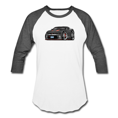 2017 Chevrolet Camaro RS 50th Anniversary Edition Car Art Baseball T-Shirt - white/charcoal