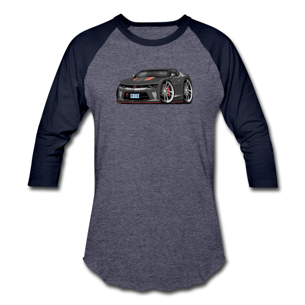 2017 Chevrolet Camaro RS 50th Anniversary Edition Car Art Baseball T-Shirt - heather blue/navy