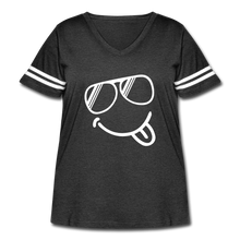Sunglasses Emoji Women's Curvy Vintage Sport T-Shirt - vintage smoke/white