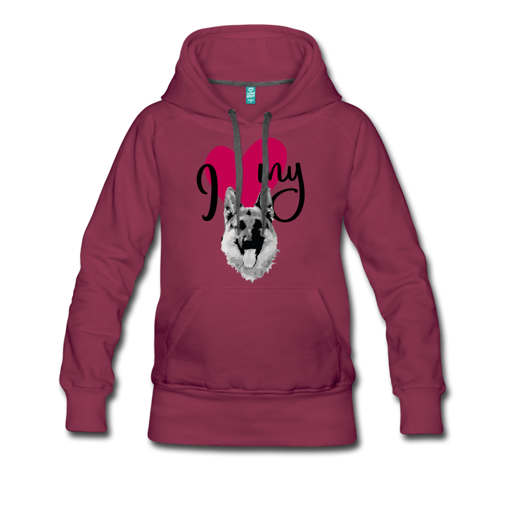 I Love My Dog Women’s Premium Hoodie - burgundy